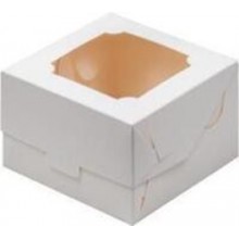 Короб картонный 120х120х80 для бенто-торта с окном белый